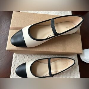 Maeve Black and Cream Flats for Everyday Elegance